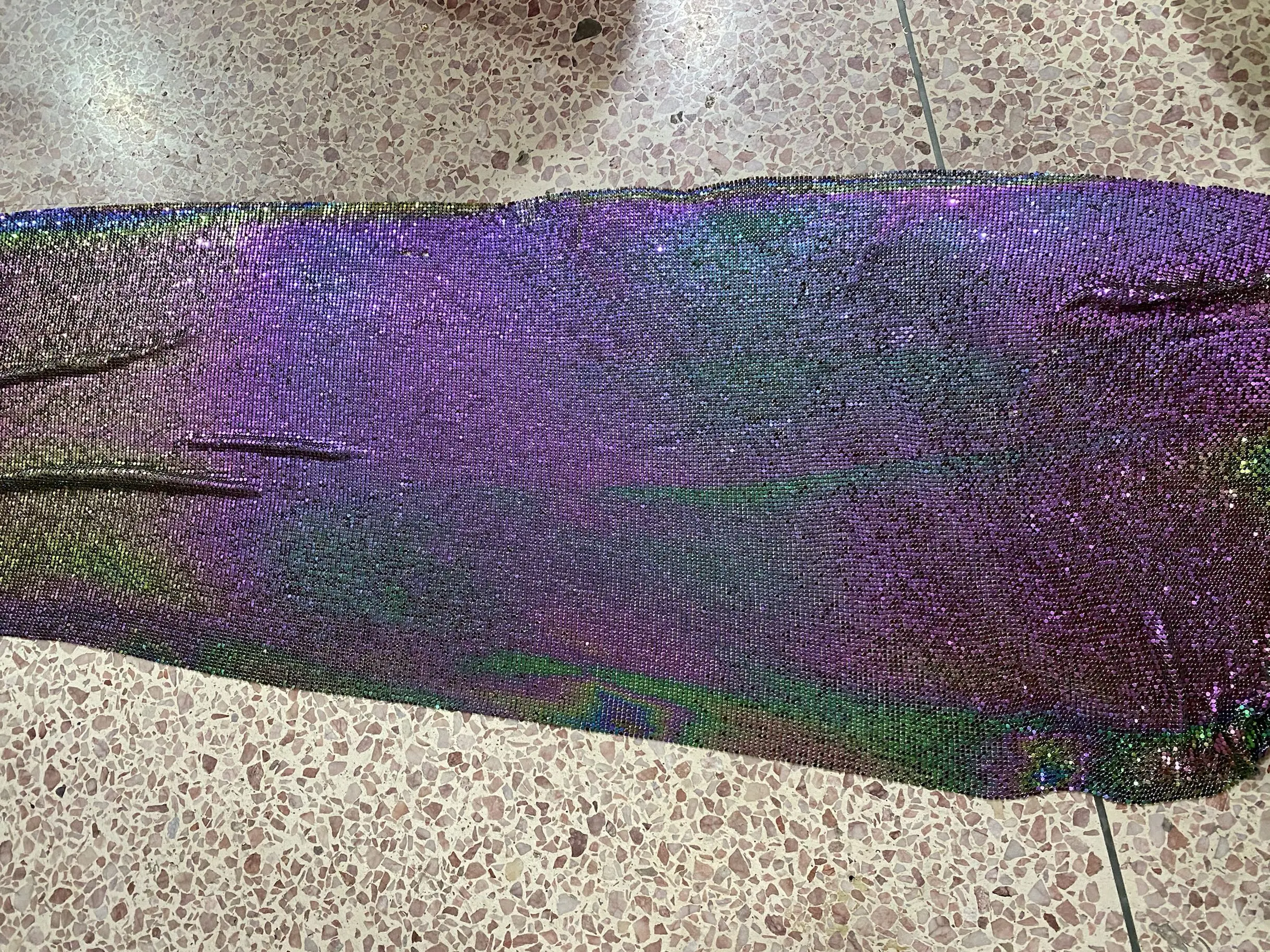 150*45 см Переливающаяся фиолетовая металлическая сетка металлик ткань