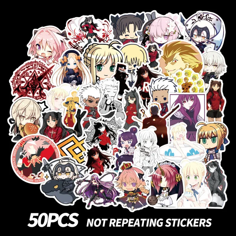 10/50pcs Stickers Anime Fate/stay night Sticker for Skateboard Bicycle Laptop Waterproof Decals Toy Luggage Laptop Mobile