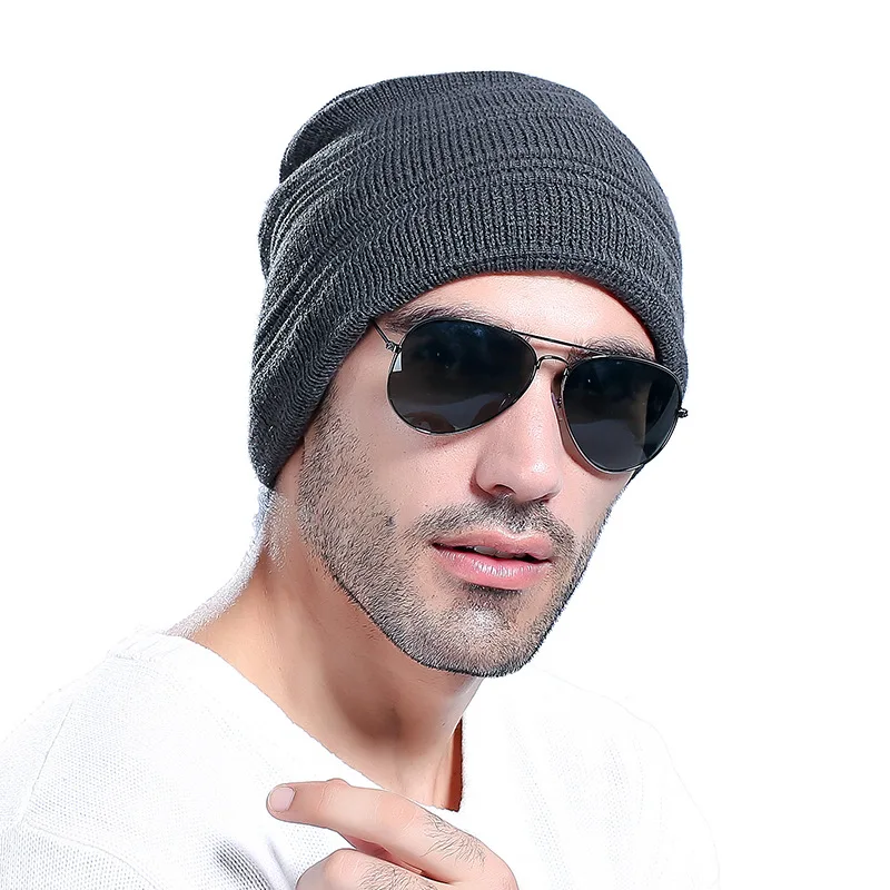 Мужские шапки вязаная шапка бини для мужчин зимние теплые кораллового флиса