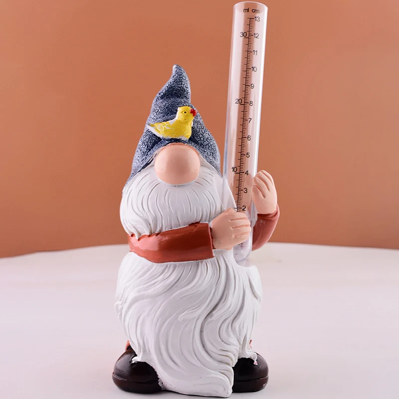 

Resin Gnome Rain Gauges Cute Resin Dwarf Doll Gnome Rain Gauge Sculpture Decor For Porch Patio Deck Garden Backyard Planter Pot