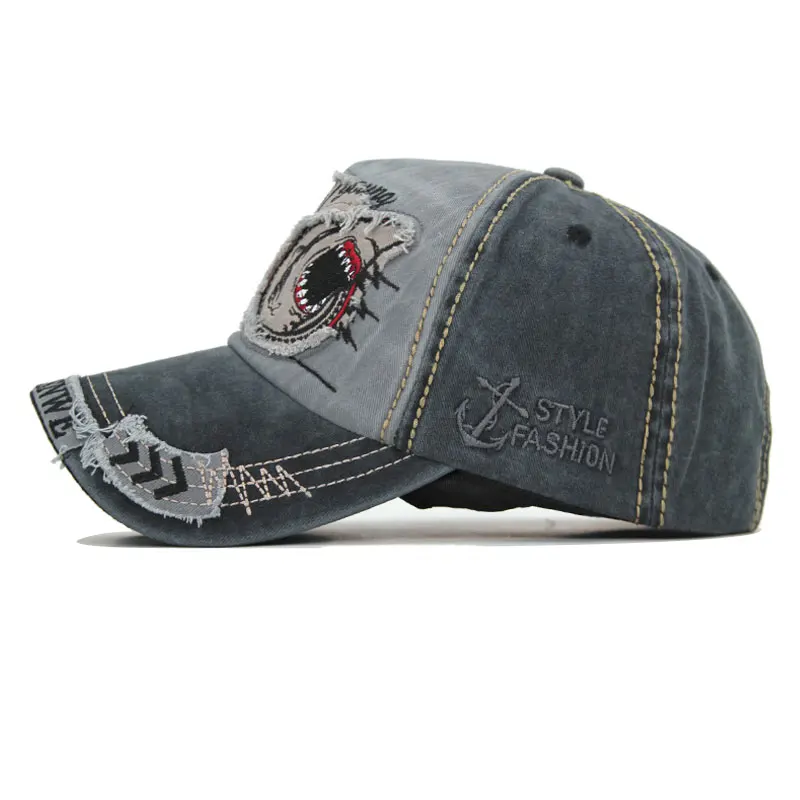 Новый хлопковый комплект из бейсбольная кепка для женщин Кепка с козырьком Акула