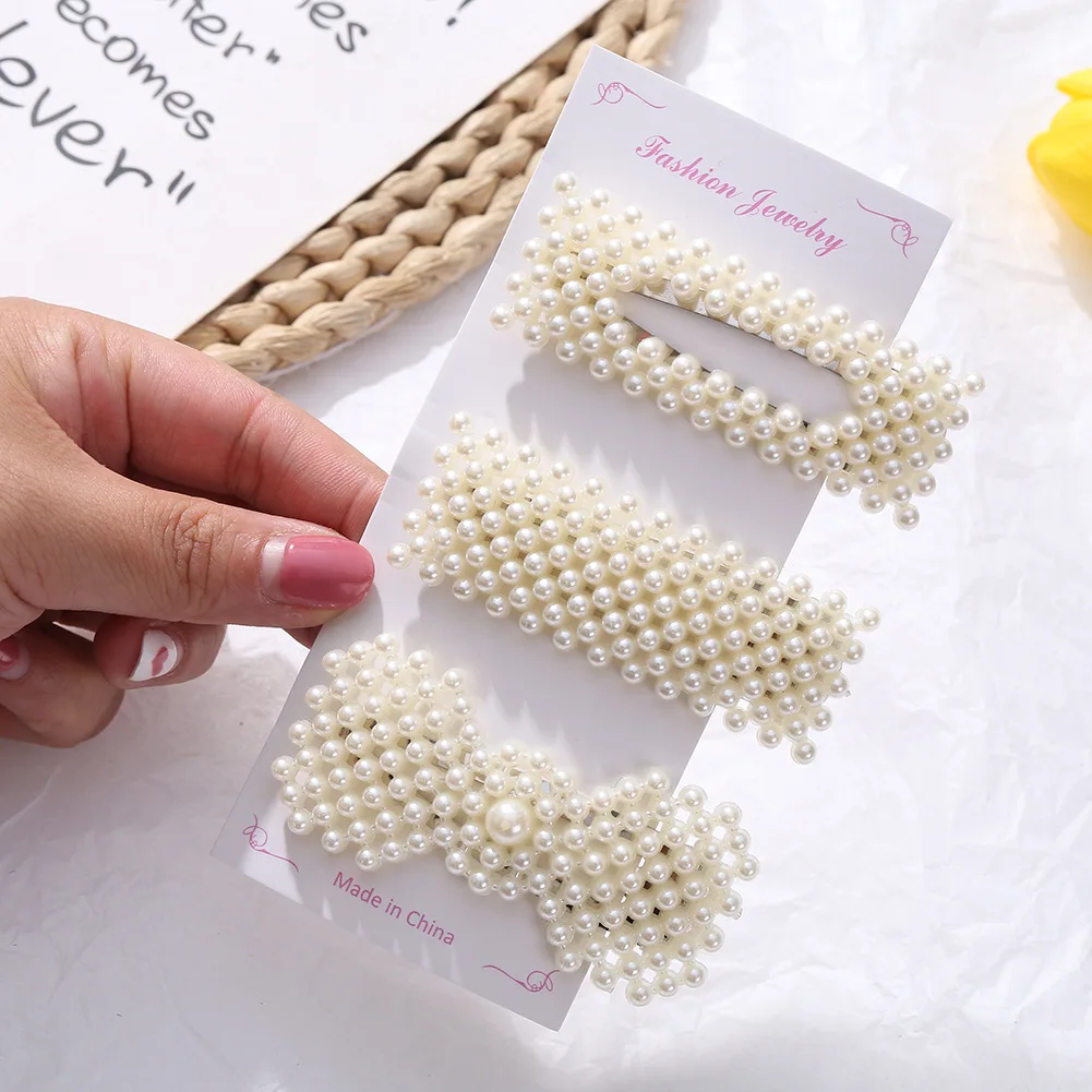 Модные металлические жемчужные заколки для волос украшения женщин Цветочные