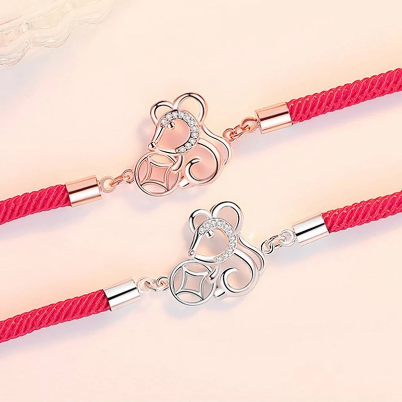 2020 китайский стиль Зодиак крыс браслеты для женщин Мини Циркон крыса животное