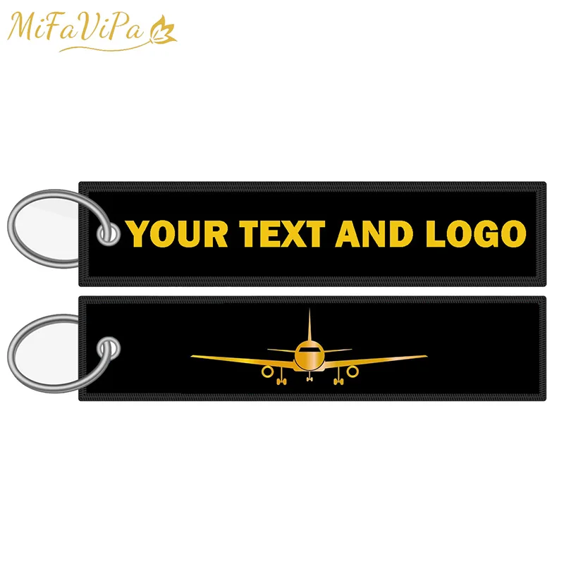 100 PCS Fashion Trinket Customized Keychains llavero Safety Label Embroidery Customize Key Ring Chain for Aviation Gifts Trinket