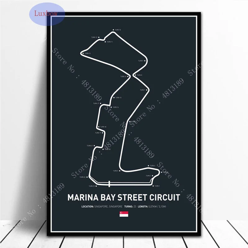 Трек автомобиль Формула 1 гоночная схема Гран-при гоночный трек плакат принты