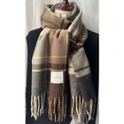 Роскошный клетчатый шарф, зимняя теплая кашемировая Женская длинная бандана, Женский фуляр из пашмины, дизайн 2021