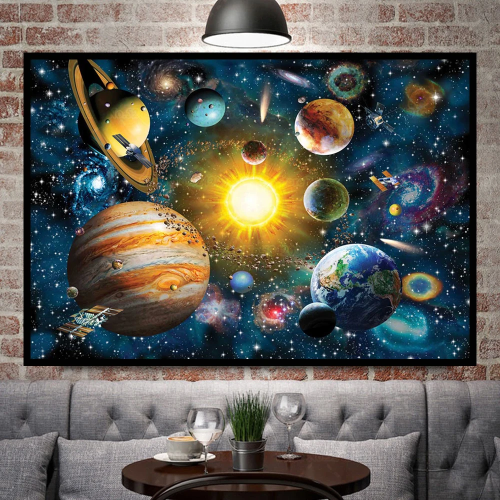 Набор для алмазной вышивки крестиком картина из квадратных страз 5D с планетами и