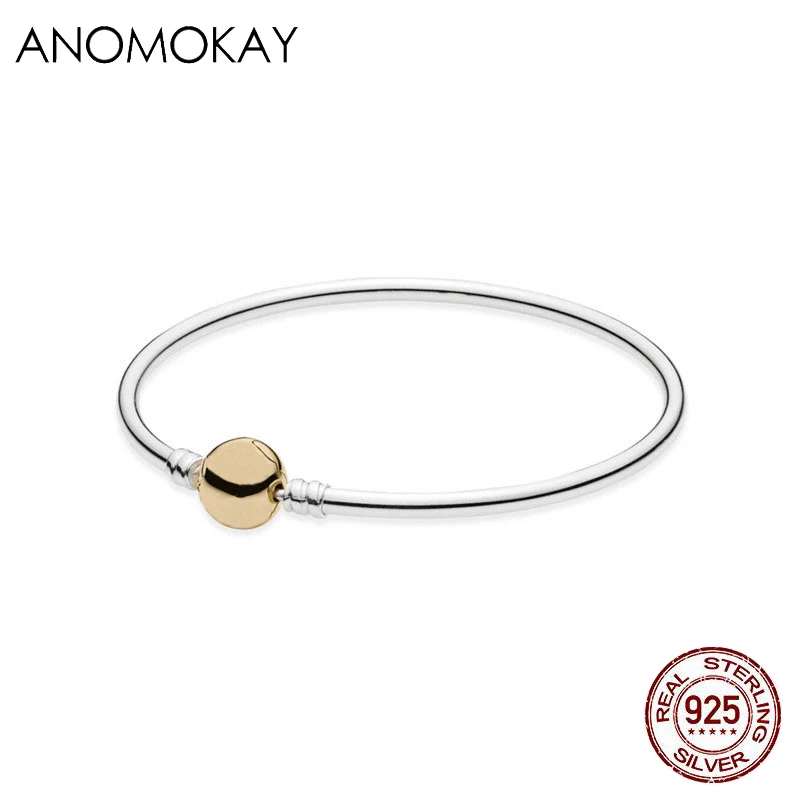 Anomookay, подлинный 925 пробы, Серебряное золото, застежка, змейка, цепочка, браслет, сделай сам, ювелирное изделие, браслеты, подходит для ожерелья