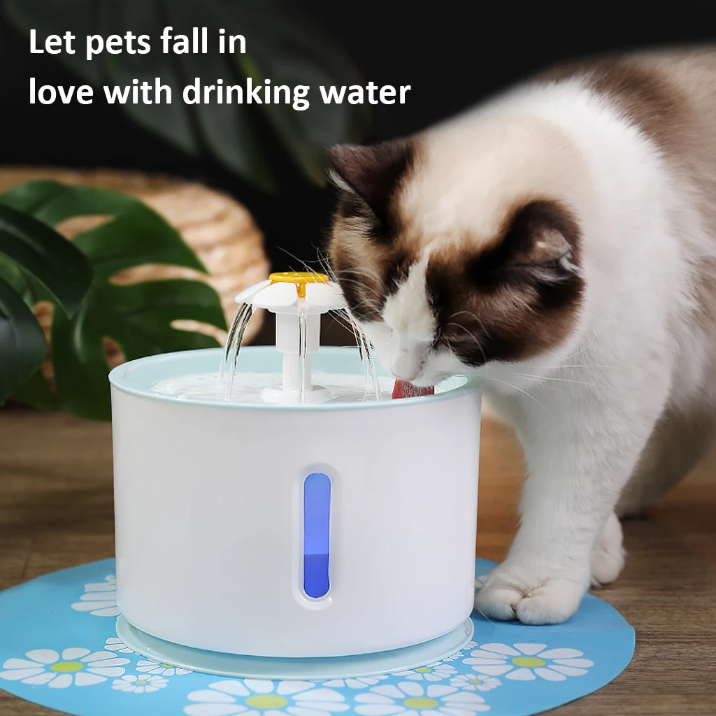 

Автоматический питьевой фонтанчик для домашних животных, бесшумная электрическая поилка для кошек и собак, 2,4 л светодиодный подсветка, USB
