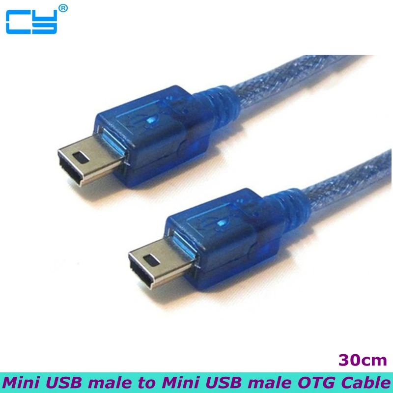 100 шт./лот 30 см Mini USB 5-контактный кабель папа-папа 5P папа M/M OTG двойное экранирование