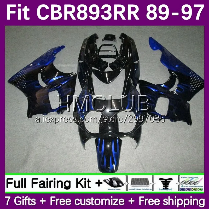 

Kit For HONDA CBR900RR CBR 893 893RR 43No.57 CBR893 CBR900 RR 1989 1990 1991 1992 1993 CBR893RR 94 95 96 97 Fairing blue flames