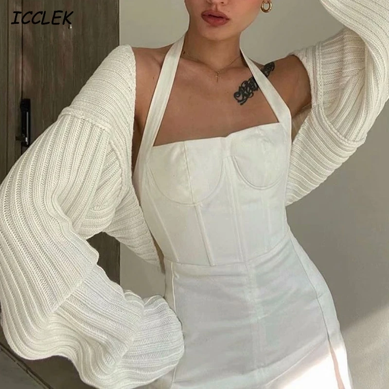 

Women's Cardigan Sweaters Wrap Cropped Long Sleeves Female Solid Oversize Jumpers Knitted Crop Tops Bat Ribbed Warm Knitwears Za