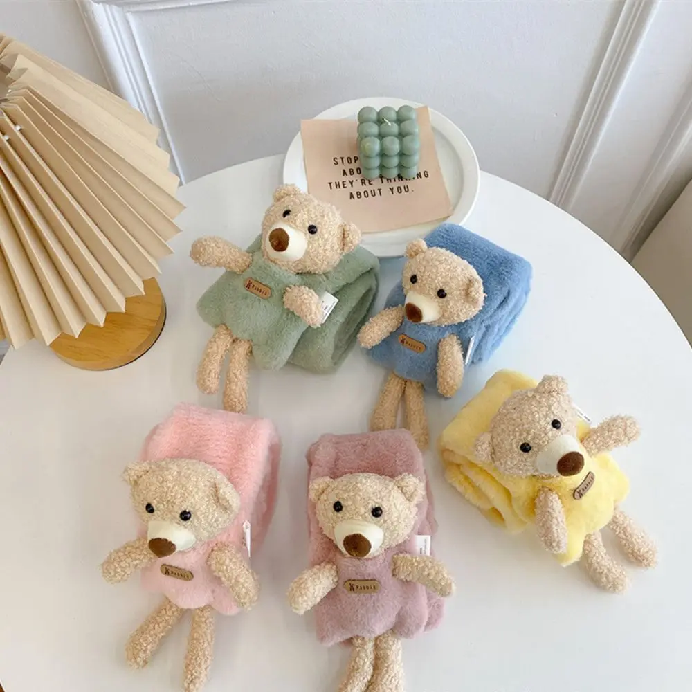 

Карманный Медведь Корейский стиль утолщенный перекрестный воротник детский подарок детский медведь шарфы холодная защита плюшевый шарф