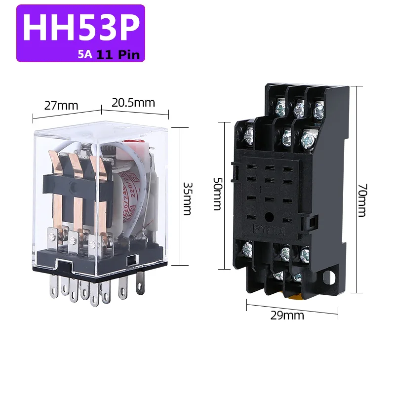 Реле MY3NJ HH53P мини электромагнитное реле DPDT светодиодный переменный ток 220 в 12 24