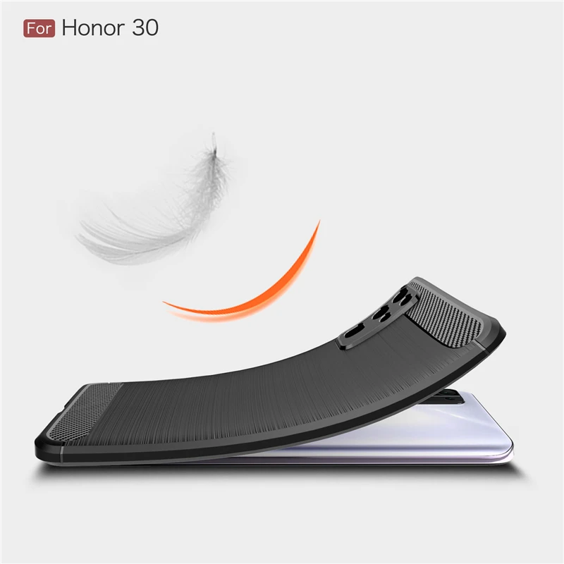 Чехол из углеродного волокна для Huawei Honor 30 Мягкий противоударный силиконовый
