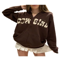 women oversized zip up hoodie jacket y2k graphic sweatshirt letters printed vintage e girl 90s hoodies with pockets streetwear