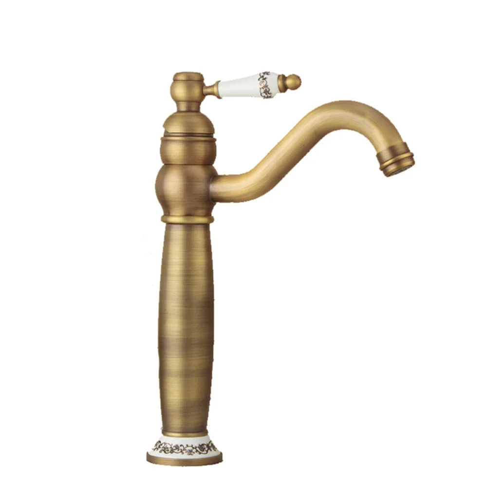 

Antique Bronze Brass Gold Hot And Cold Water Kitchen Sink Rotary Basin Handle Lever Mixer Tap
