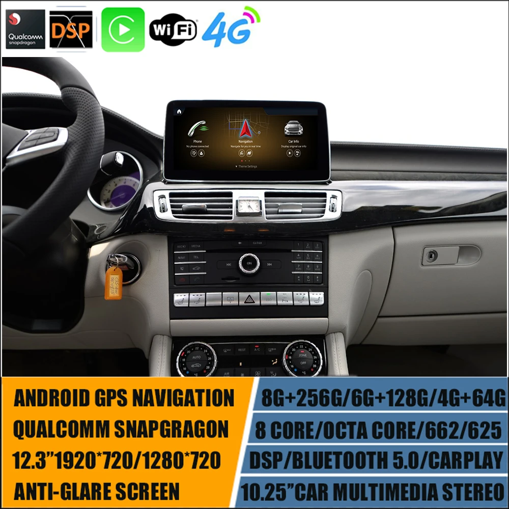 

12,3 ''автомобильный GPS-плеер для Mercedes Benz CLS-Class W218 CLS500 CLS350 2010-2017 Android Qualcomm 1920*720 Wifi DSP Carplay 8 + 256G