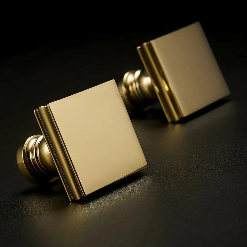 Pvd Золотая квадратная ручка латунная для кухонного шкафа выдвижного ящика