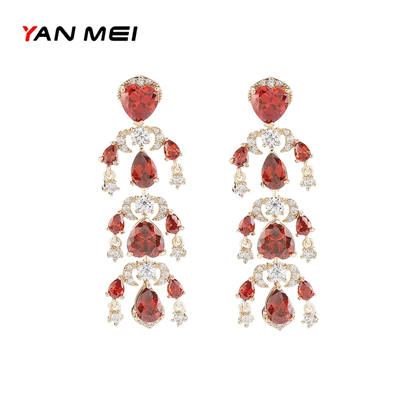 YAMMEI Роскошные серьги с каплями воды в стиле барокко циркон кисточками