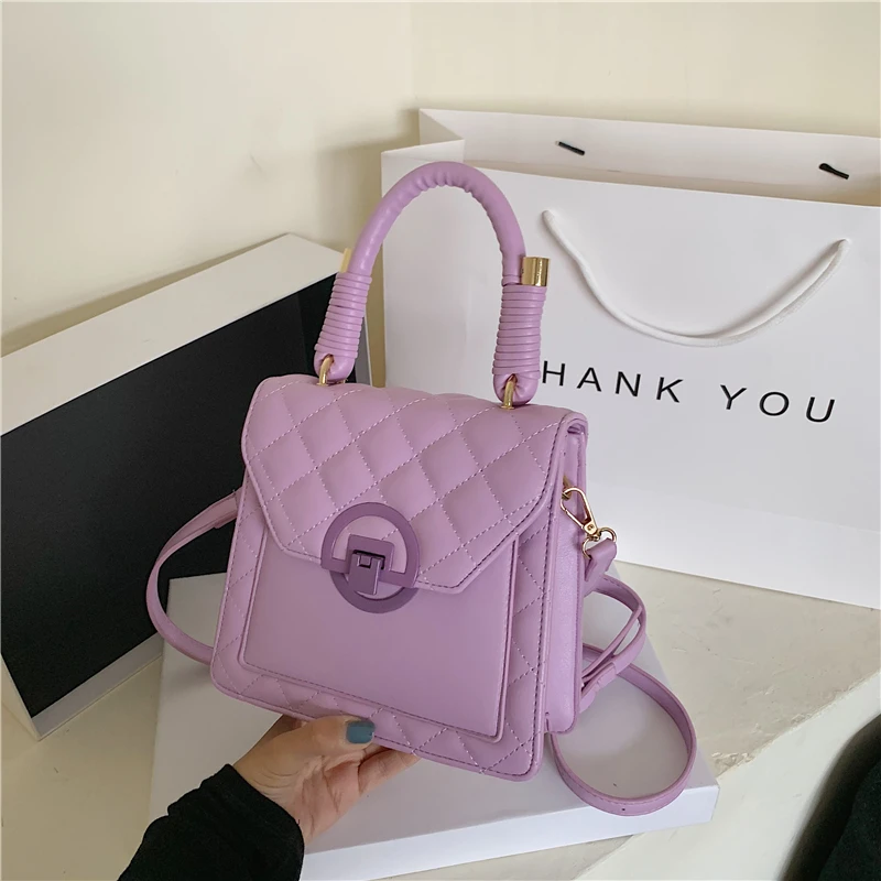 Ромбовидная решетка из искусственной кожи сумки через плечо для женщин 2020