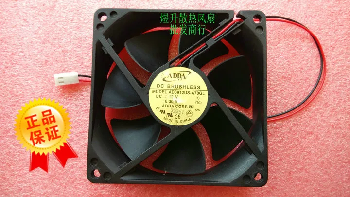 

Original ADDA 9025 AD0912US-A70GL DC12V 0.30A 9CM 90 * 90 * 25MM chassis fans drinking fountains