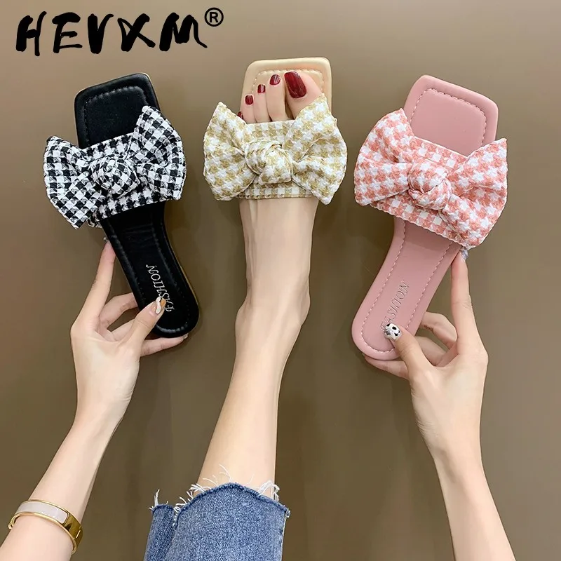 

Bow Slippers Spring 2021 Women's Soft Soles Comfortable Non-slip Versatile Word Beach Shoes