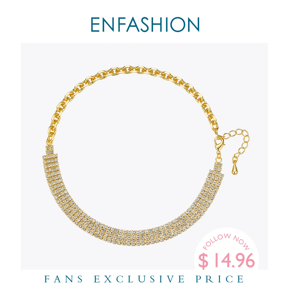 Женское колье чокер ENFASHION золотистого цвета ювелирное изделие P203065|Цепочки| |