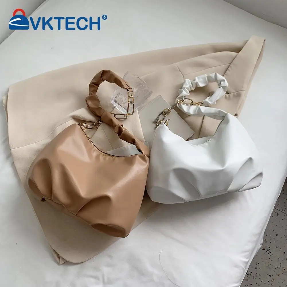 

Модная женская плиссированная сумка через плечо из искусственной кожи, повседневная женская маленькая сумочка на цепочке, кошелек