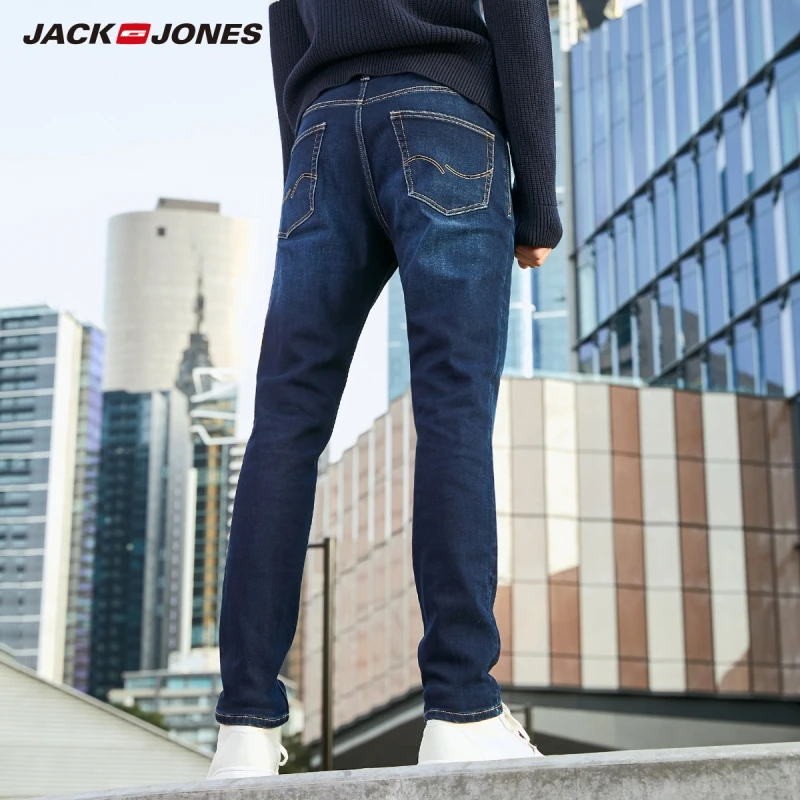 JackJones мужские зимние хлопковые Стрейчевые джинсы теплые джинсовые штаны мужская