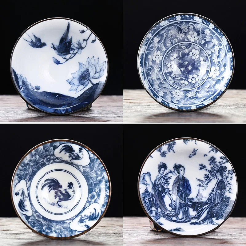 Синие и белые фарфоровые чайные чашки антимасштабируемые Ретро для чая кунг-фу