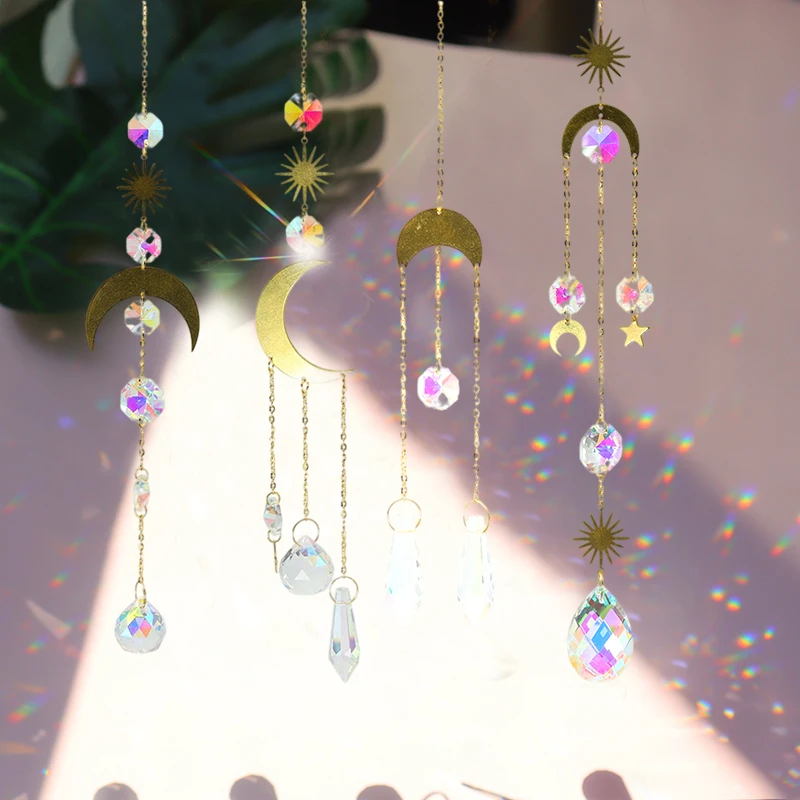 Хрустальная подвеска в виде колокольчика обруч Луны солнца радуги подвесные