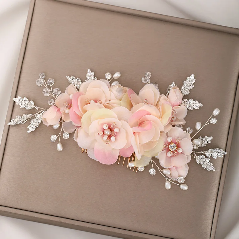 FORSEVEN Новый дизайн поддельные цветок лист Сияющий кристалл жемчуг гребни для