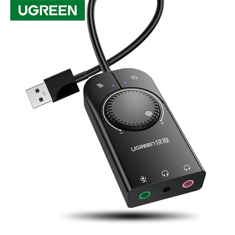 

Ugreen USB Sound Card External Audio Interface 3.5mm Microphone Jack Adapter For Laptop Windows Mac PS4 Linux Headset Sound Card