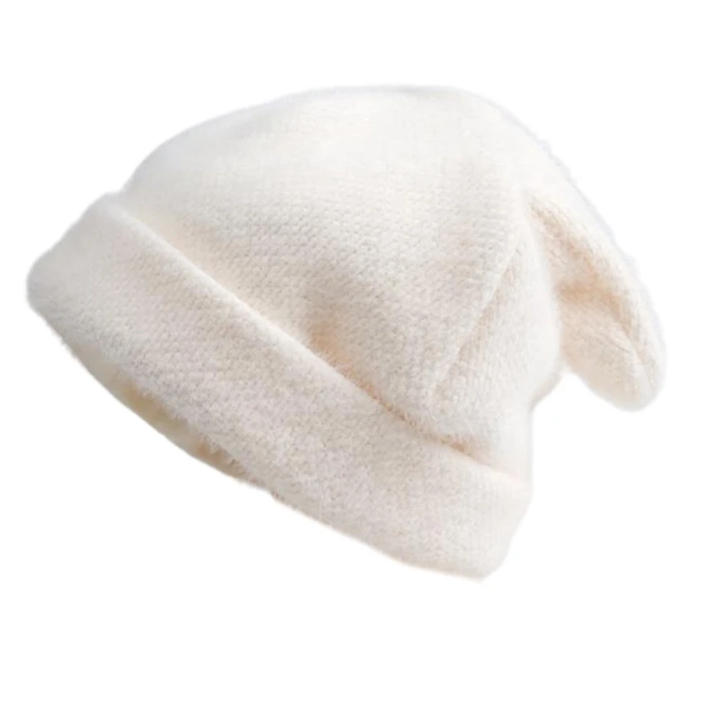 

649D шапки с кроличьими ушками для женщин зимние тёплые вязаные шапки для девочек Повседневная теплая шапка зимние вязаные шапки зимняя тепл...