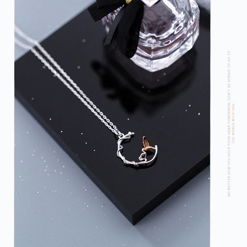 Colusiwei серебро 925 ювелирные изделия птица и цветок подвеска цепочка ожерелье для