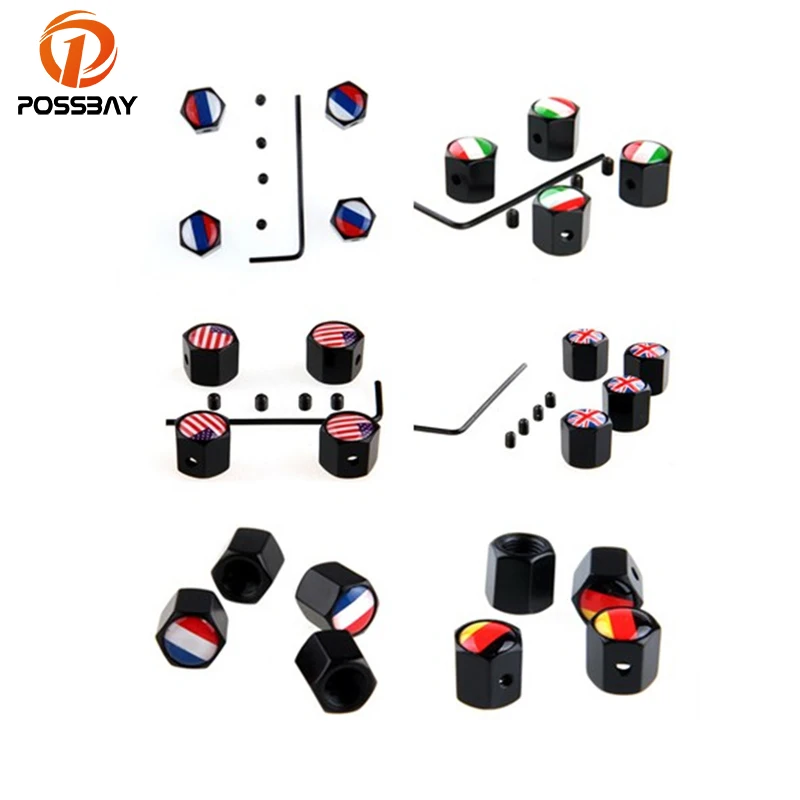 POSSBAY Анти кражи черный автомобильные клапаны для колесных шин воздуха Заглушки в