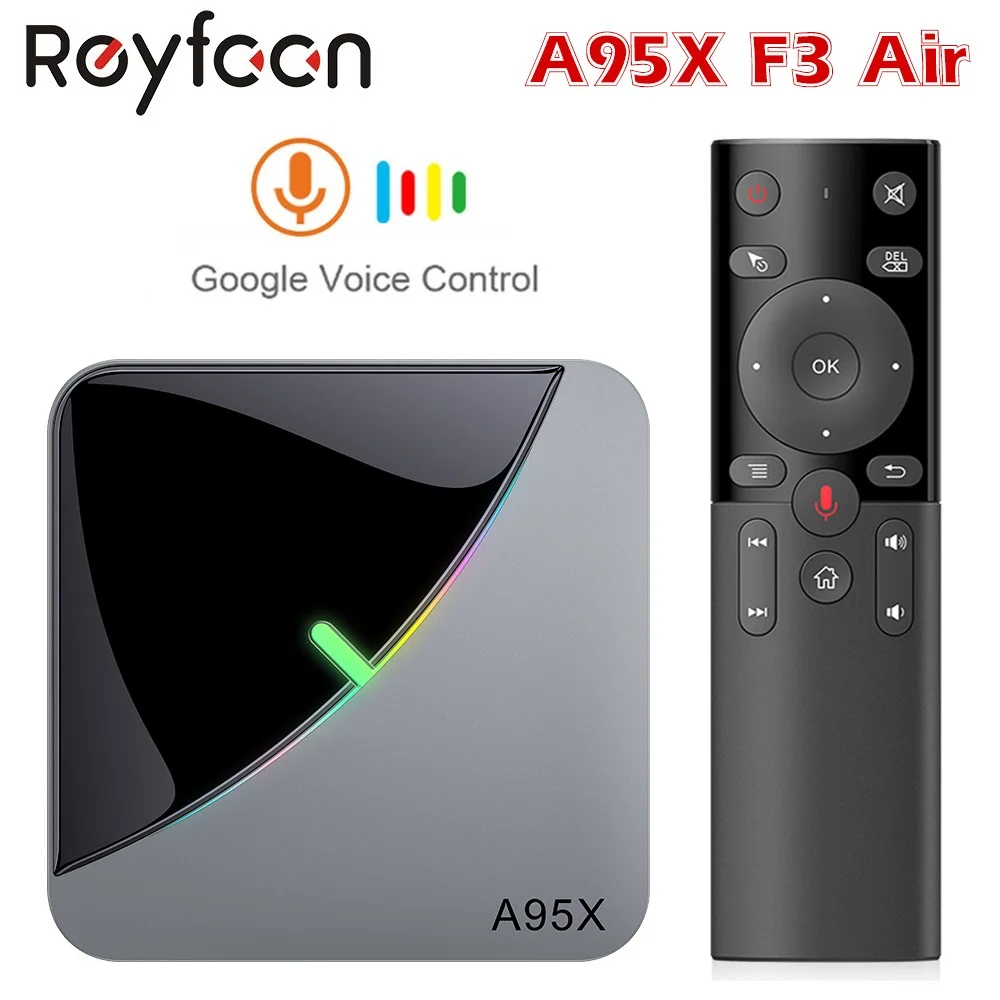 ТВ-приставка Reyfoon A95X F3 Air 8K, Android, Amlogic S905X3, 4K, голосовой помощник Google, Wi-Fi, 2 ГБ, 16 ГБ, 4 Гб, 32 ГБ, 64 ГБ, ТВ-приставка с RGBLight - изображение