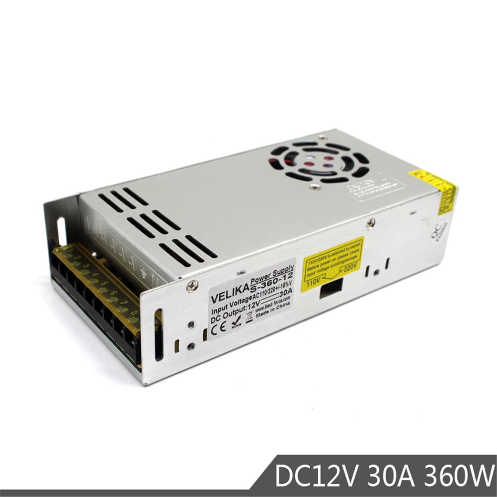 Одиночный выход DC источник питания 12V 30A 360W Трансформатор 110V 220V AC к DC12V для