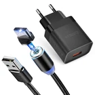 Магнитный кабель USB Type-C со светодиодной подсветкой, для быстрой зарядки 3,0, 18 Вт, для Xiaomi Redmi Note 10, 9, 8 Pro, Samsung A71, Магнитный зарядный кабель