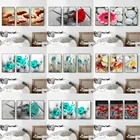 3 Панели, абстрактные Красные Деревья, цветы, картины маслом, печать на холсте, плакаты и принты, пейзаж, настенные картины, Декор для дома