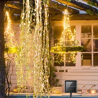 solar led vines branch string lights 200 led tree vines solar led fairy light outdoor diy fence garden patio christmas decor