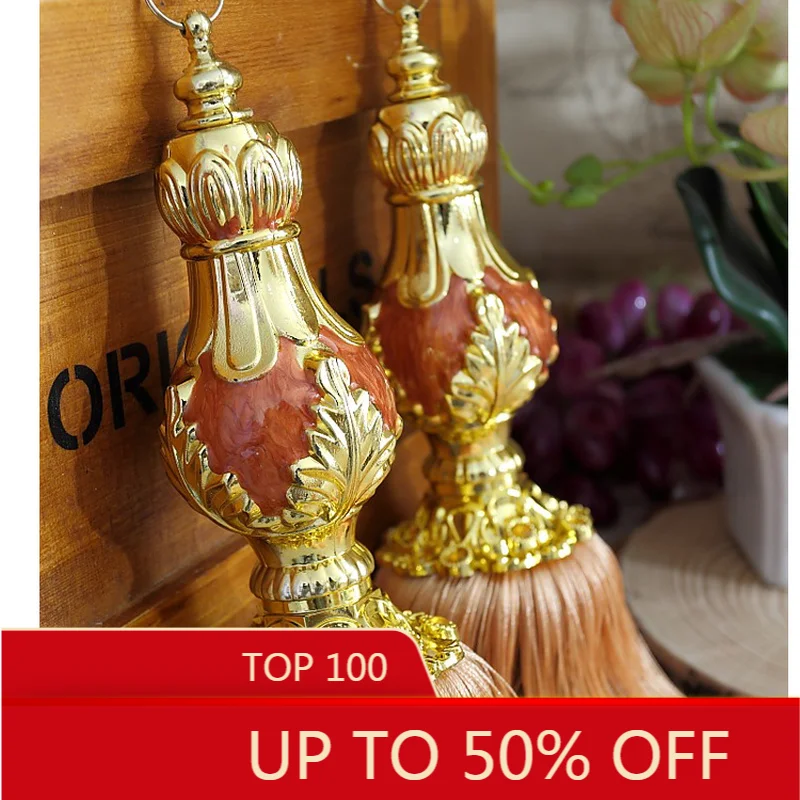 

European-Style Curtain Buckle Tied Rope Strap Hanging Ball Creative Tassel Pair of Simple Modern Tie Strap Hook Flower