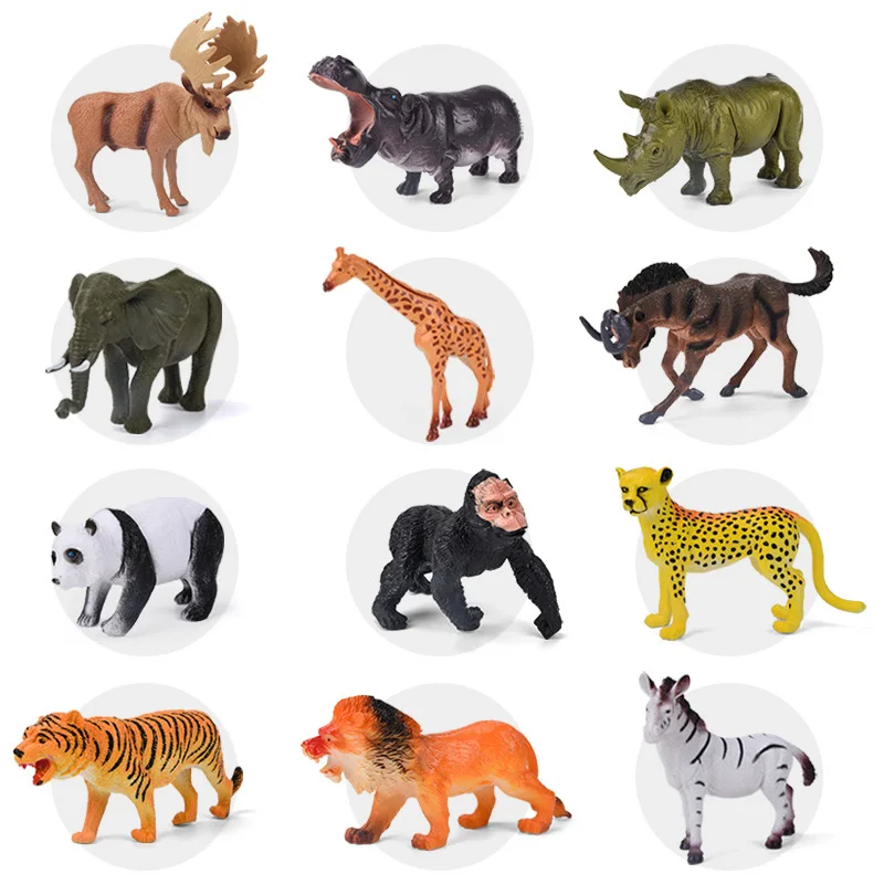 12 шт. в упаковке дикие животные игрушки детей раннего Когнитивное Обучение Playset