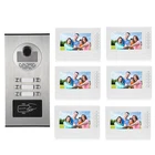 Kinjoin AC100-240V 6 квартиры видео-дверной звонок Multi кольцо с изображением здания Камера с Keyfob одно семейные дома