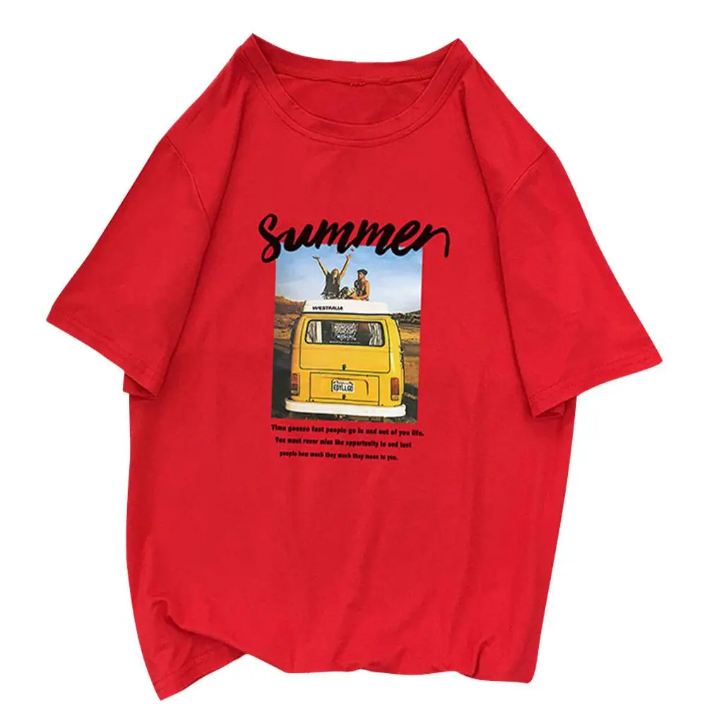 MISSKY Женская и мужская футболка с коротким рукавом летние топы принтом машины