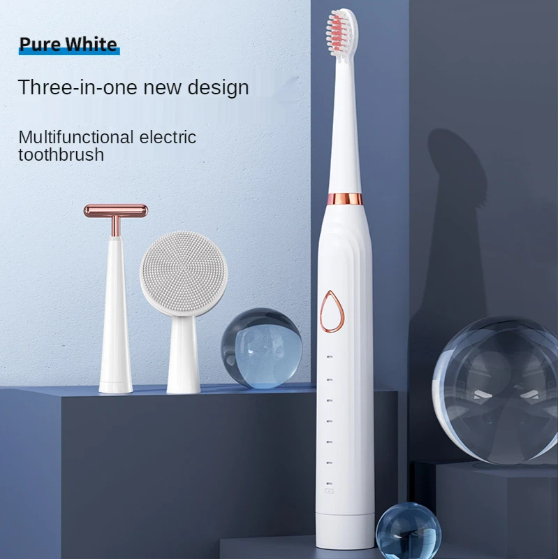 

USB Ultrasonic Vibrating Electric Toothbrush T100 Multifunction Thin Face Cleansing Brush DuPont bristles electric tooth scaler