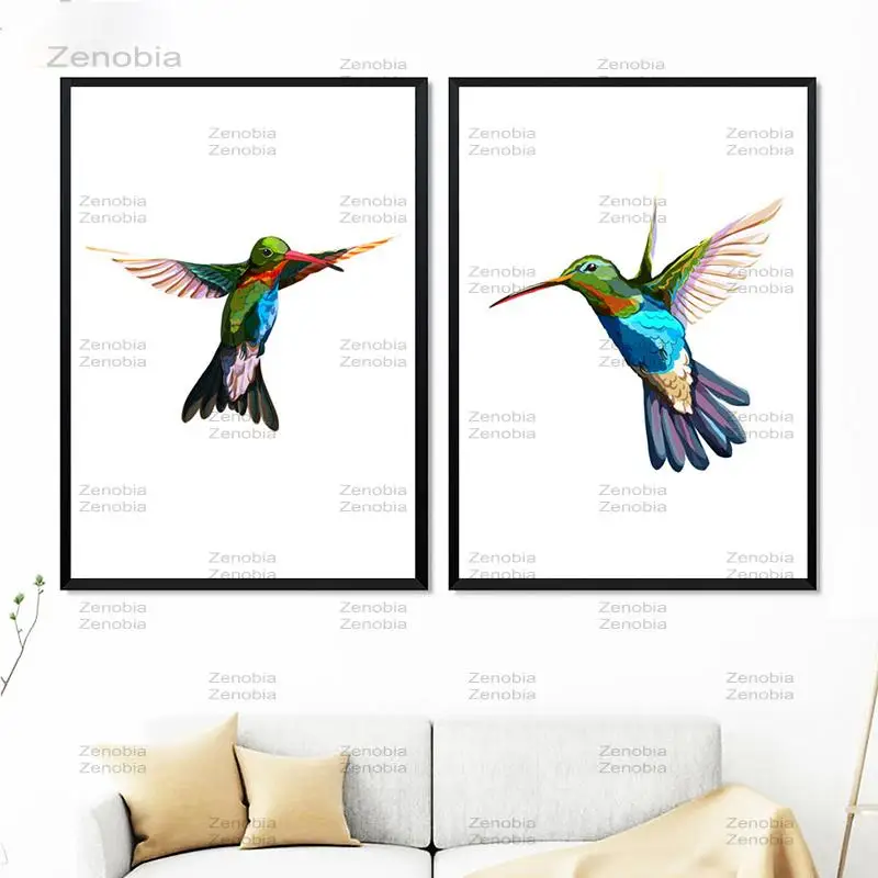 

Canvas Print Poster Home Decor Nordic Style Watercolor Hummingbird Bird Animals Painting Wall Art Pictures Living Room Modular