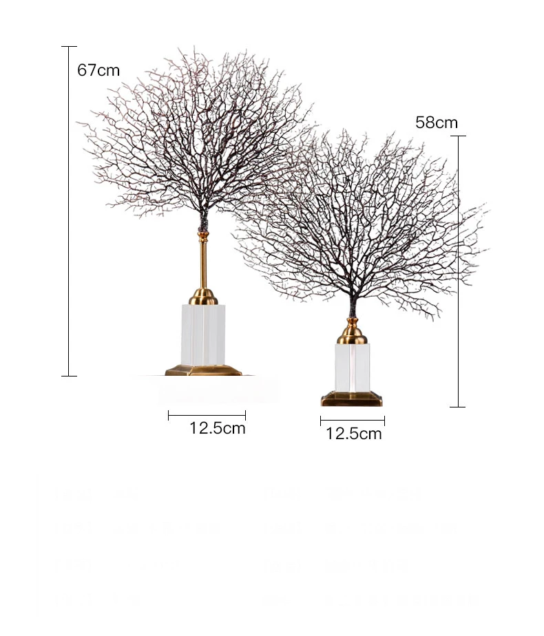 Красивое Коралловое дерево ремесло с прямоугольной кристаллической основой