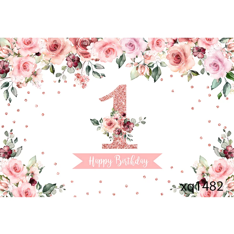Sensfun Gold Crown Flower Pink Princess Girls Newborn Baby Shower 1st Birthday Party Backdrop Customized Photography Background |
